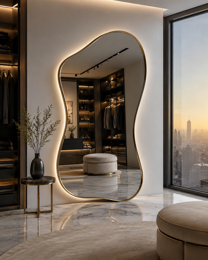 Irregular Frame Full-Length Wall Mirror