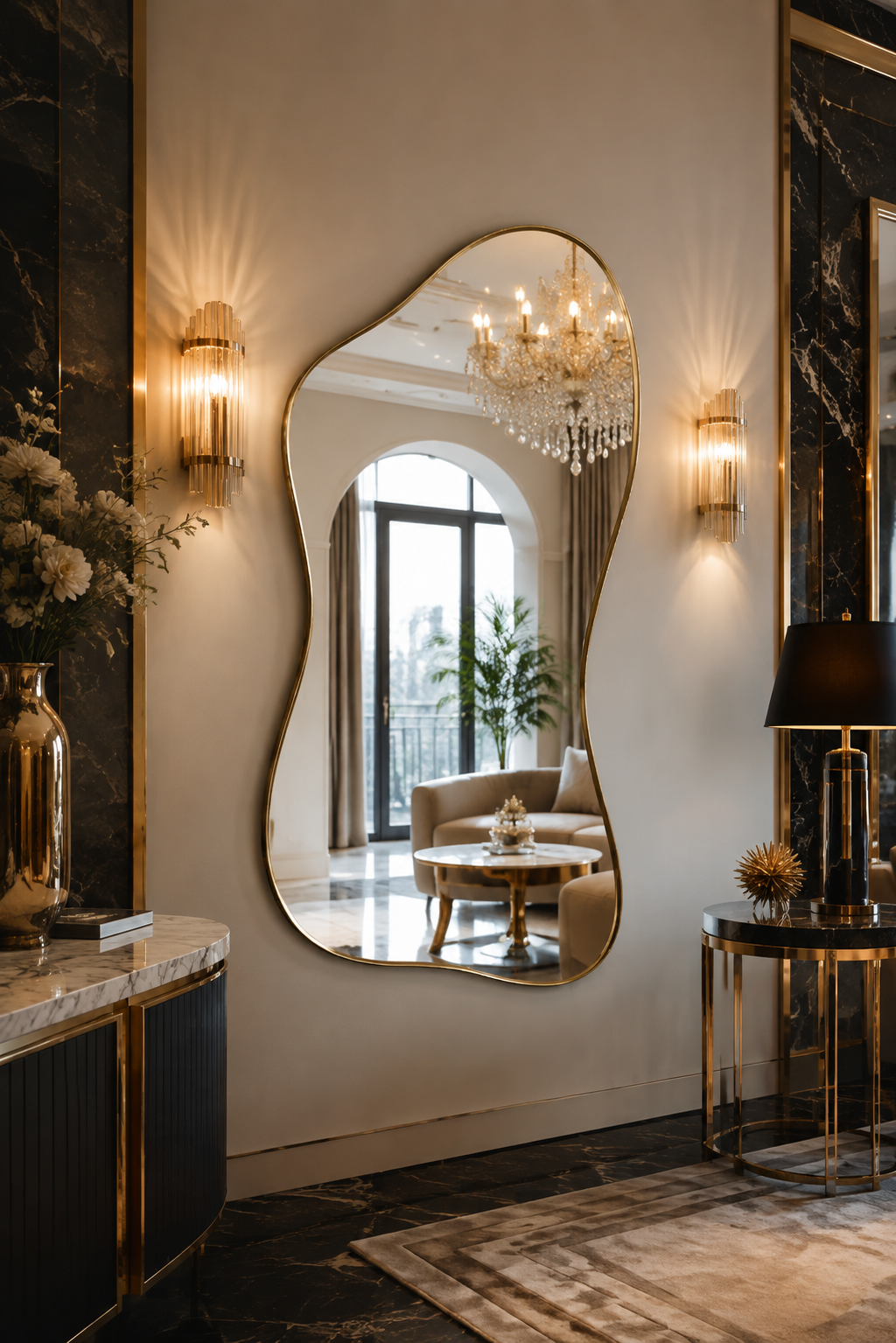 Irregular Frame Full-Length Wall Mirror