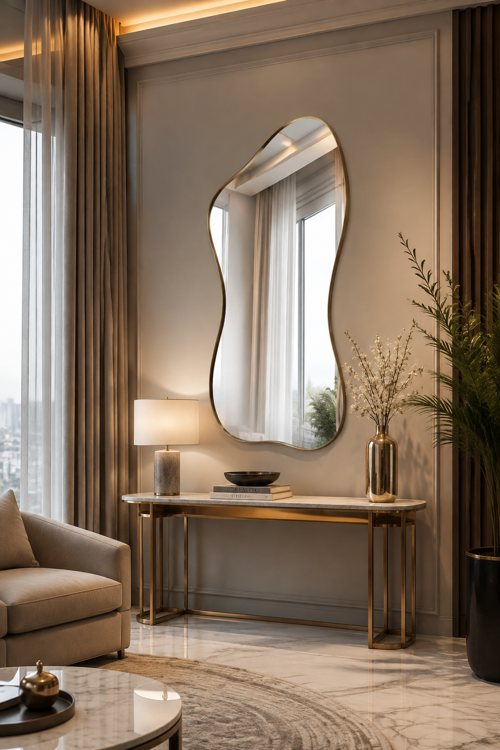 Irregular Frame Full-Length Wall Mirror