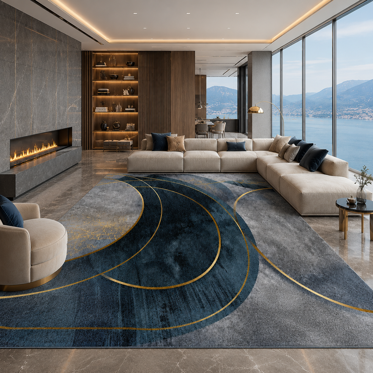 Modern Geometric Flannel Area Rug