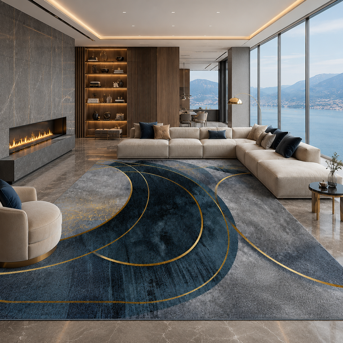 Modern Geometric Flannel Area Rug