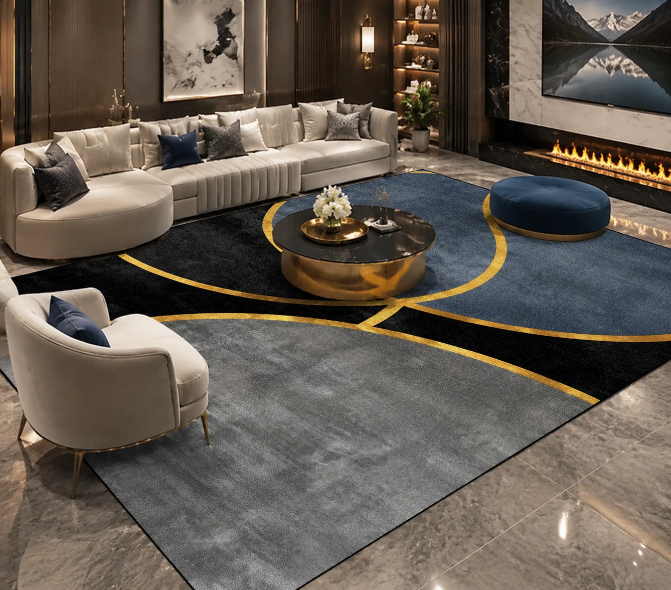 Modern Geometric Flannel Area Rug
