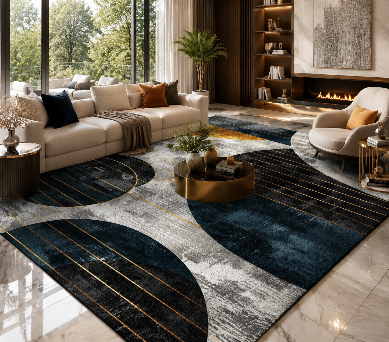Modern Geometric Flannel Area Rug