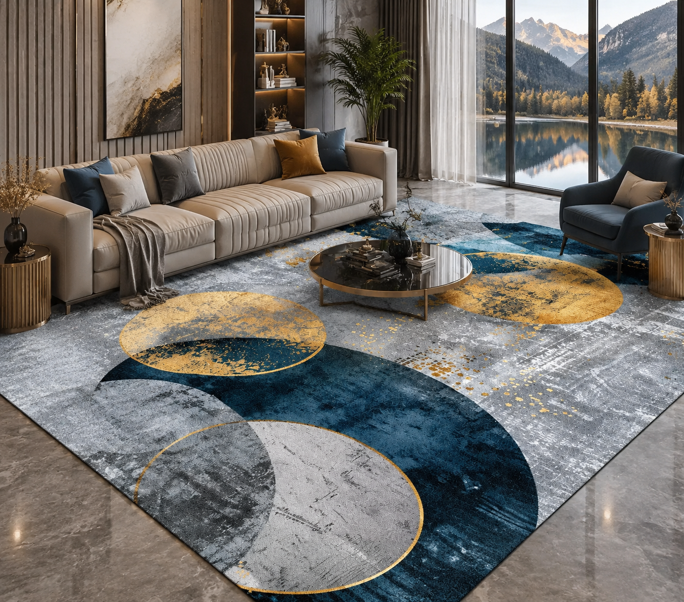 Modern Geometric Flannel Area Rug
