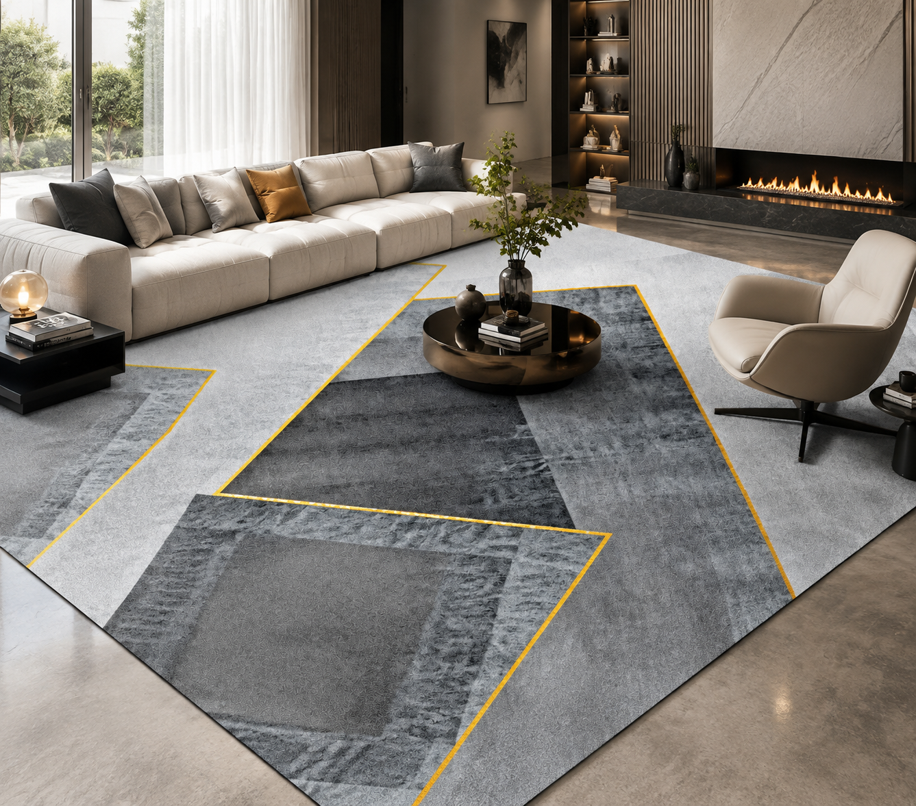Modern Geometric Flannel Area Rug