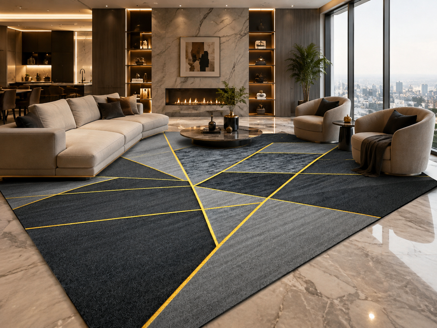 Modern Geometric Flannel Area Rug