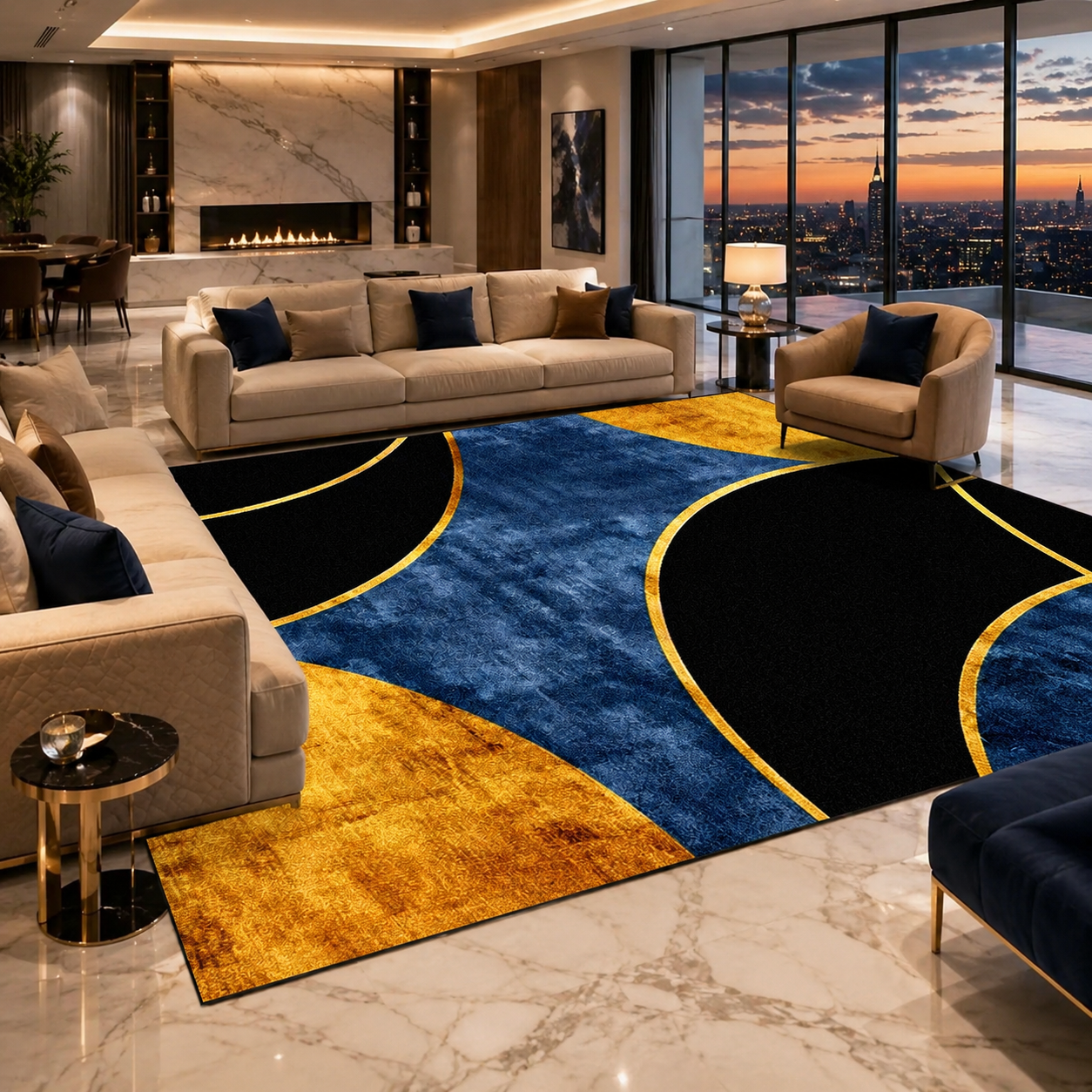 Modern Geometric Flannel Area Rug