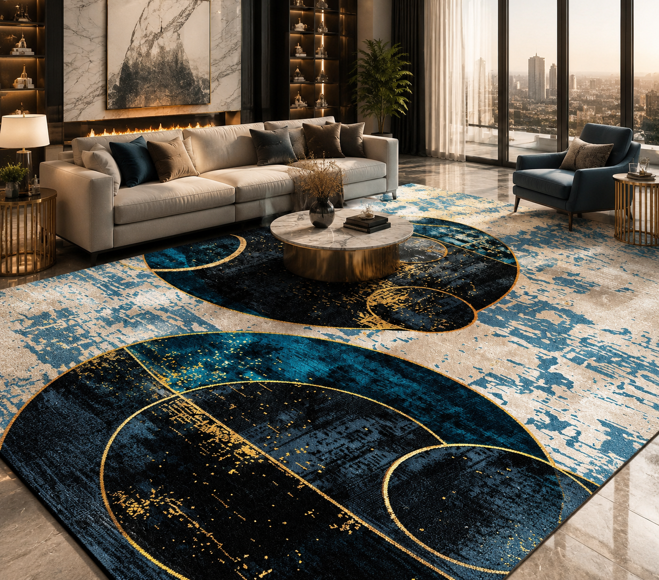 Modern Geometric Flannel Area Rug
