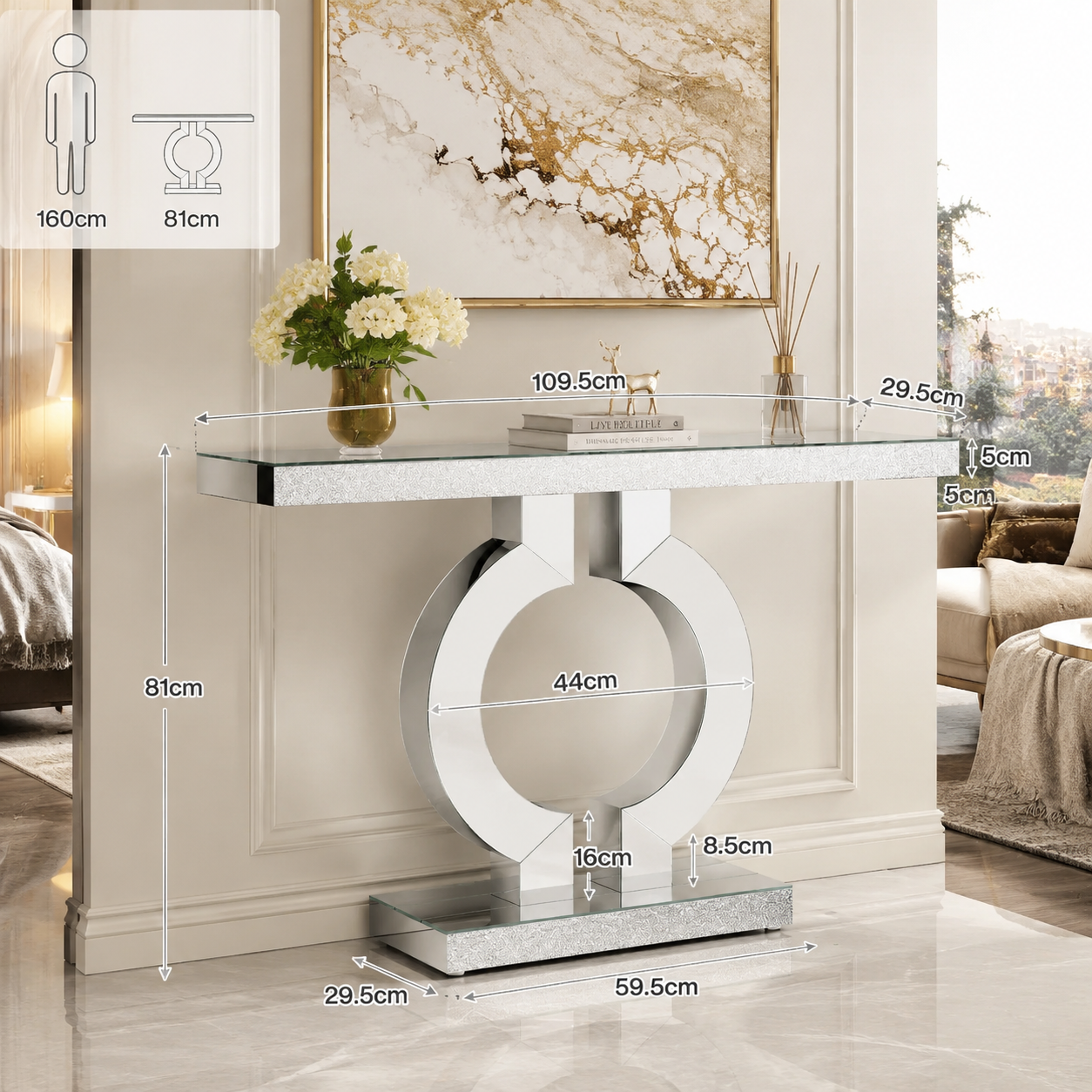 Modern Mirrored Console Table