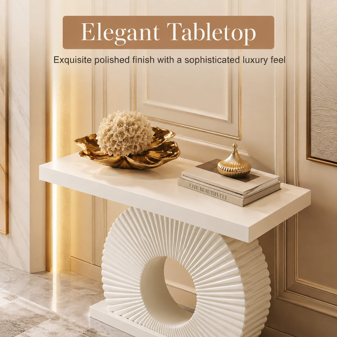 Modern Geometric Wood Console Table