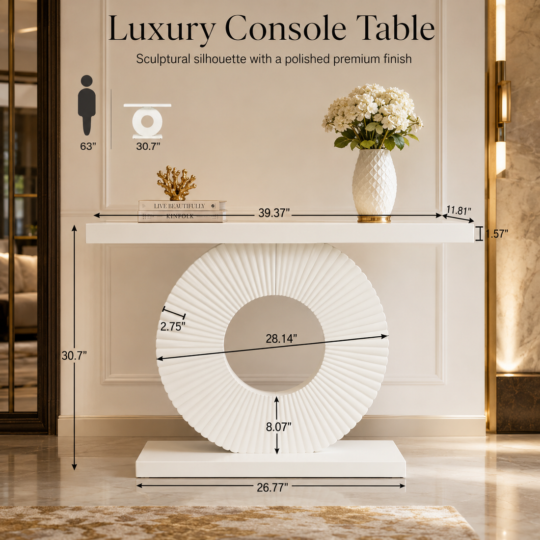 Modern Geometric Wood Console Table