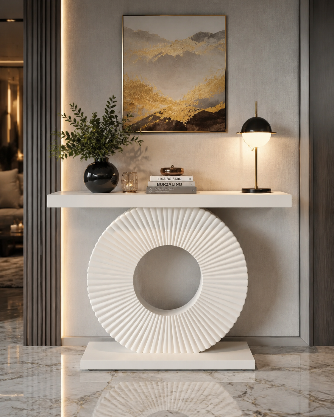 Modern Geometric Wood Console Table