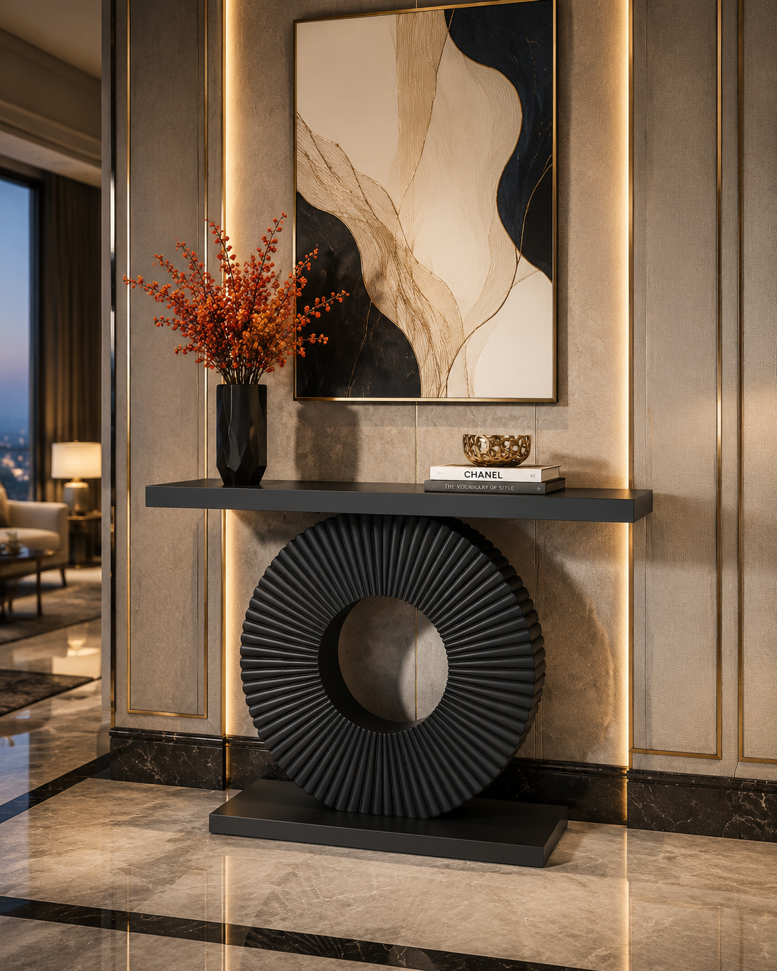Modern Geometric Wood Console Table