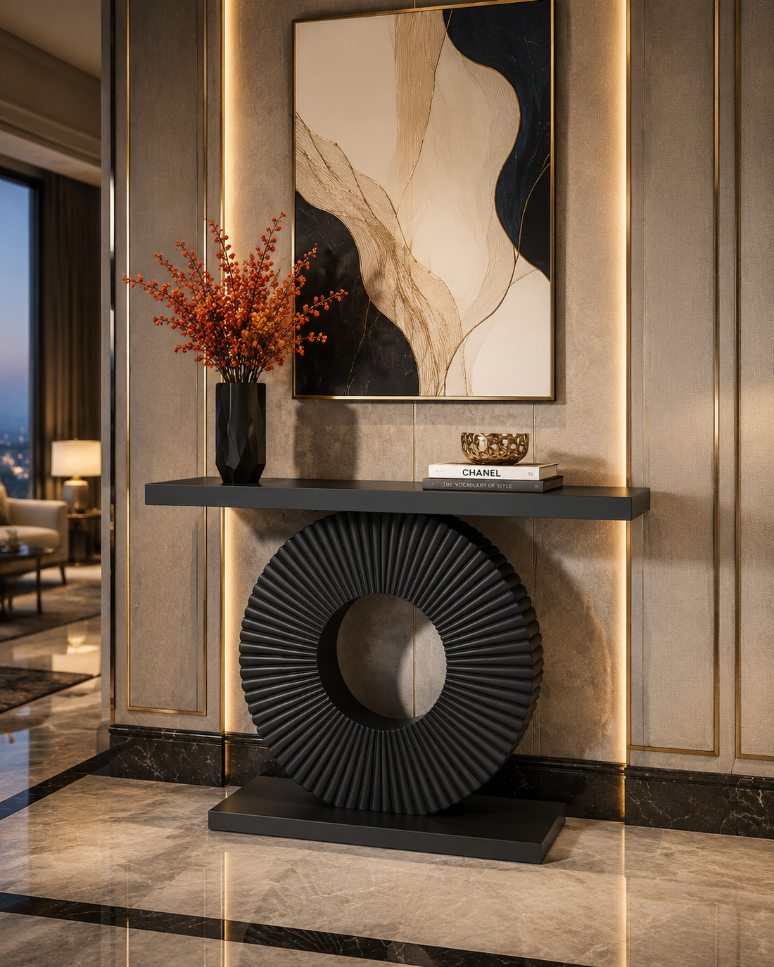 Modern Geometric Wood Console Table