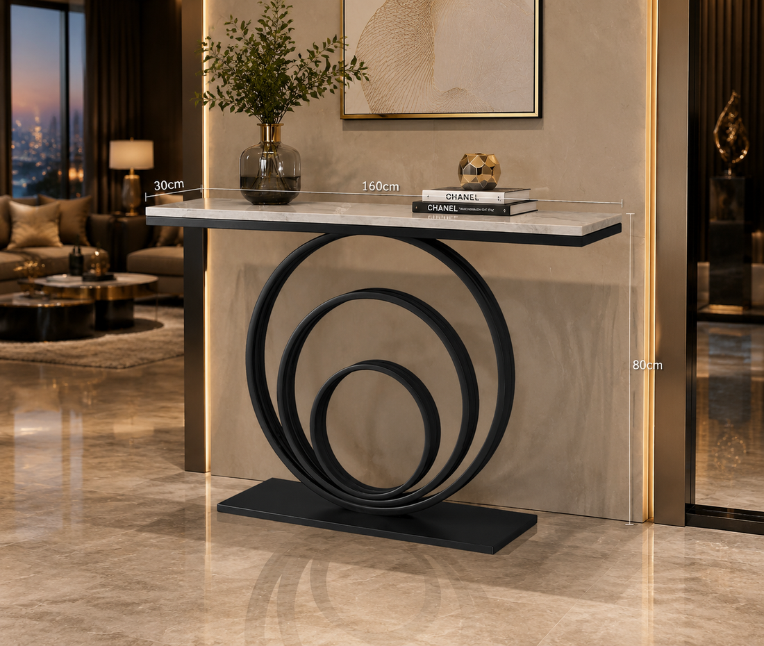 Slim Marble-Style Entryway Console Table