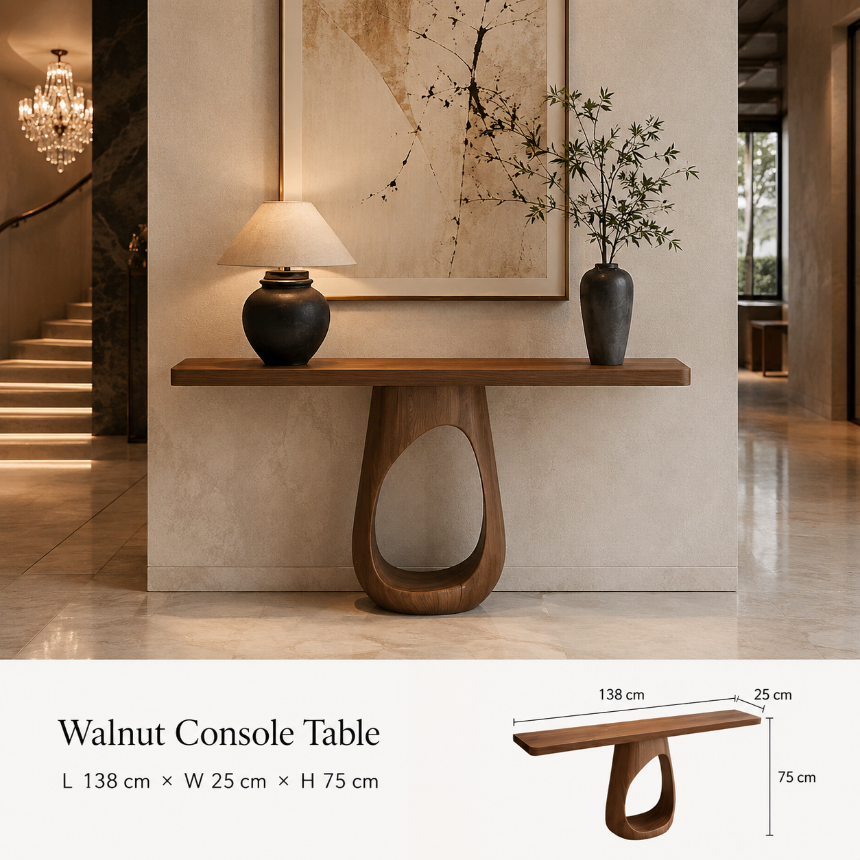 Mid-Century Modern Entryway Console Table