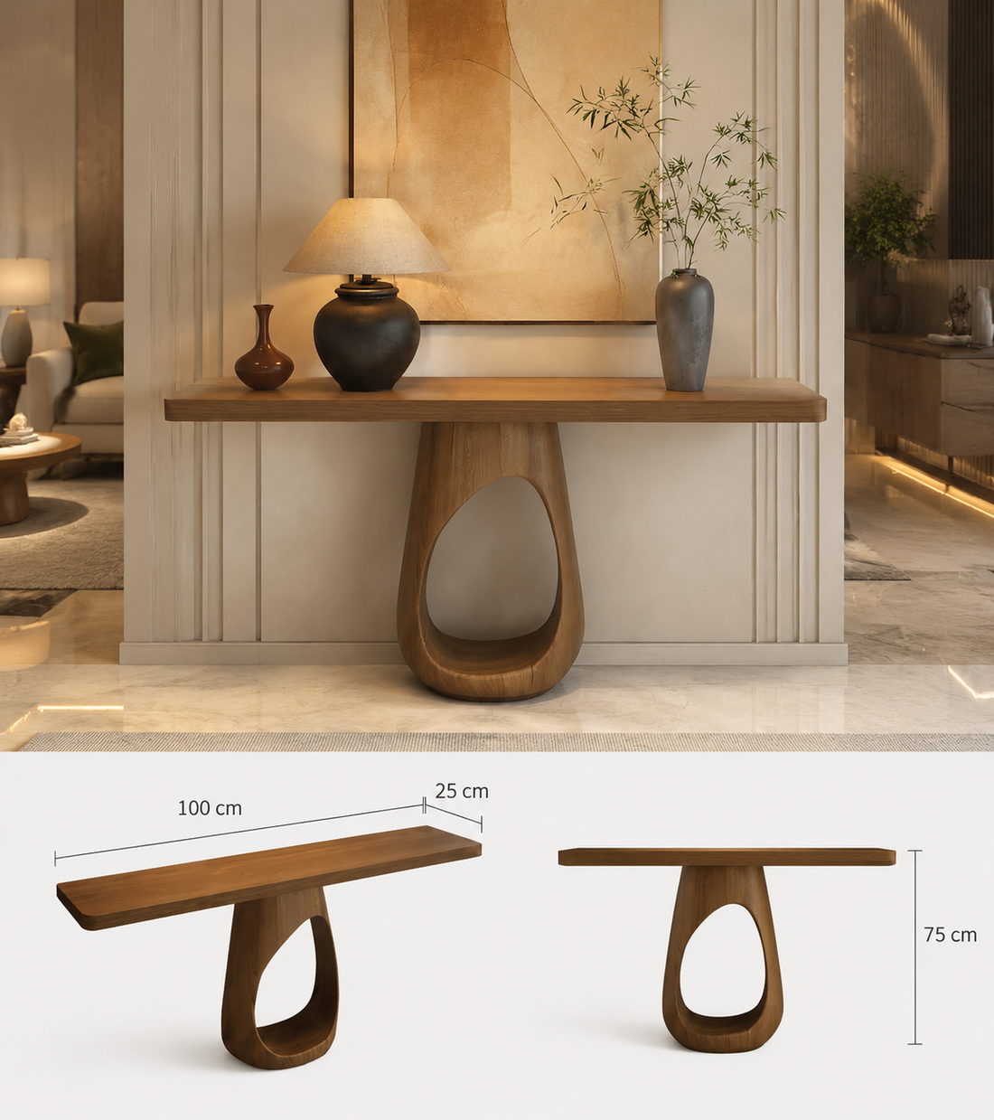 Mid-Century Modern Entryway Console Table