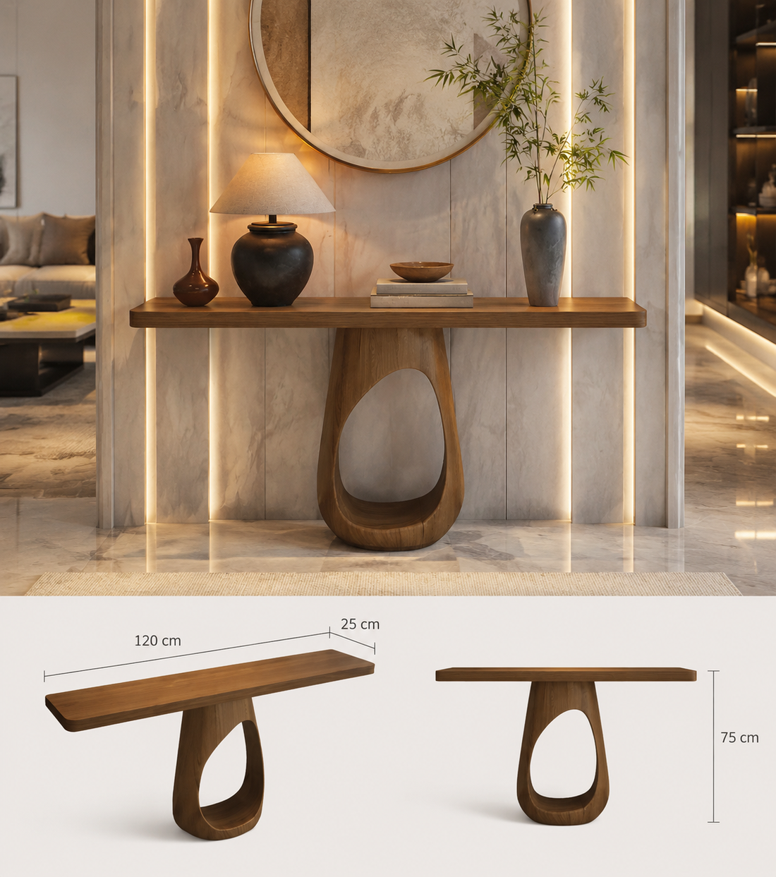 Mid-Century Modern Entryway Console Table