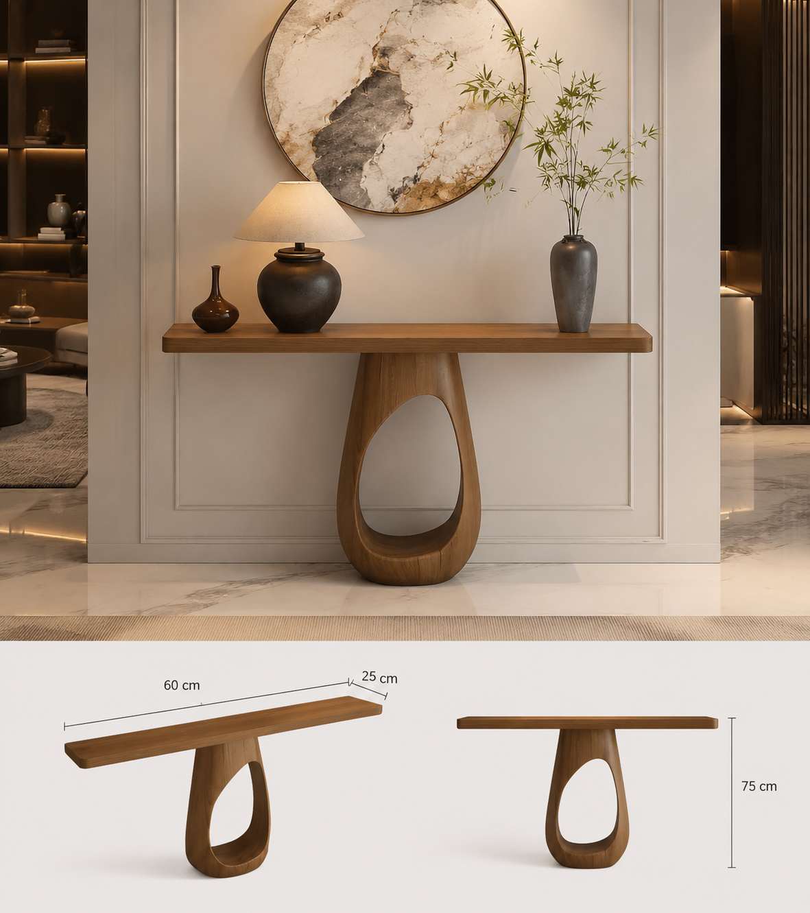 Mid-Century Modern Entryway Console Table
