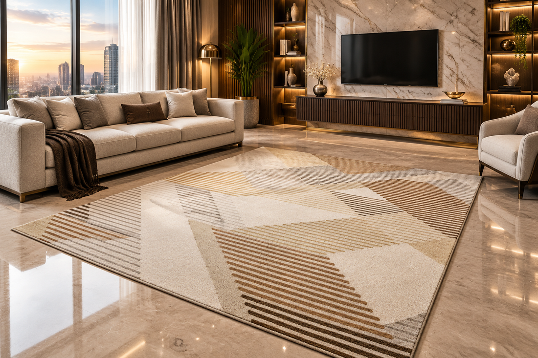 Abstract Luxury Area Rug | Non-Slip Medium Pile Carpet for Living Room, Bedroom & Hallway