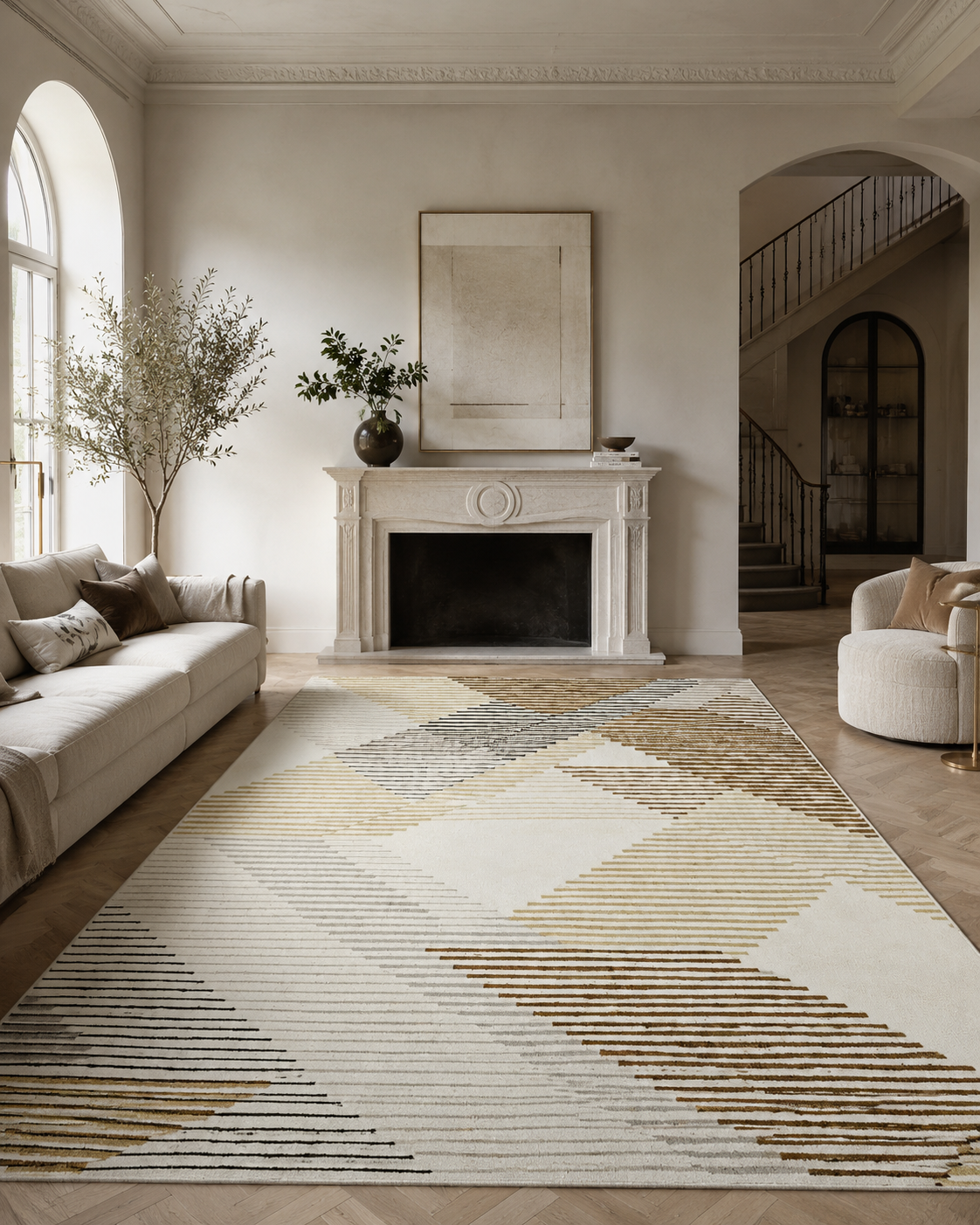 Abstract Luxury Area Rug | Non-Slip Medium Pile Carpet for Living Room, Bedroom & Hallway