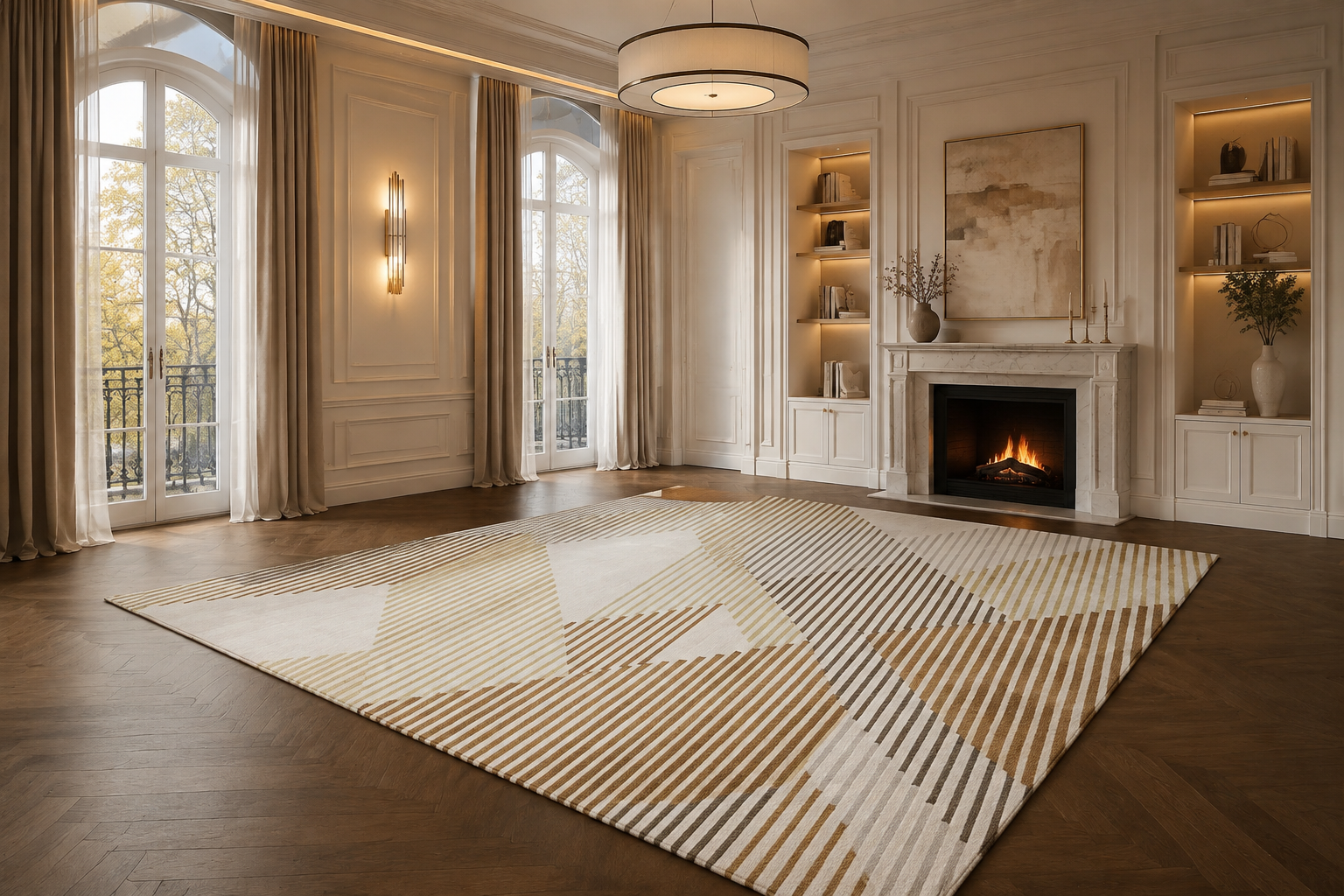 Abstract Luxury Area Rug | Non-Slip Medium Pile Carpet for Living Room, Bedroom & Hallway