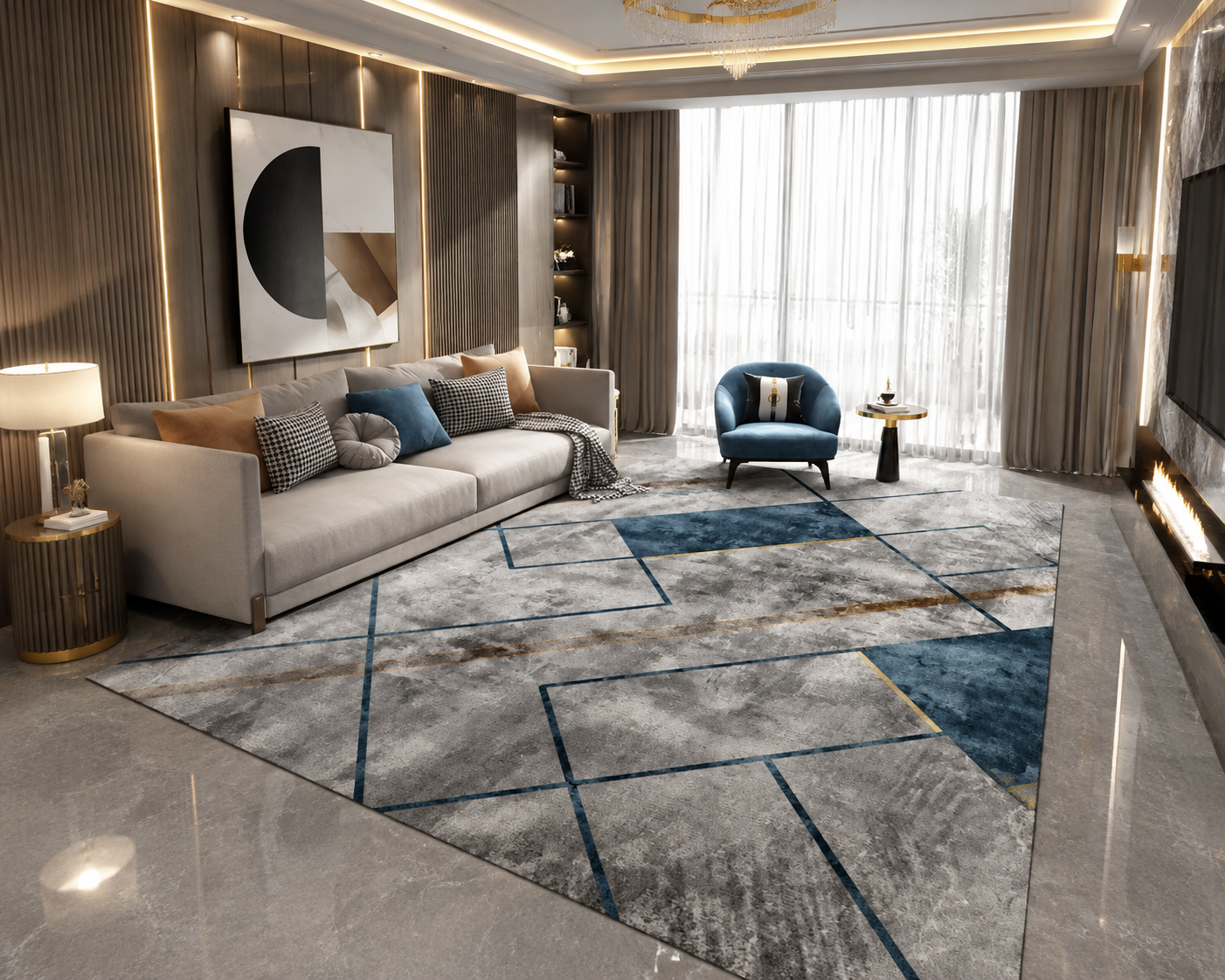 Geometric Print Area Rug