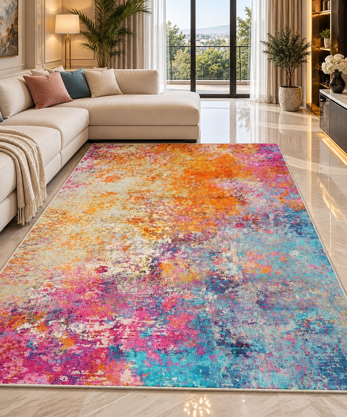 Classic Tufted Flannel Area Rug | Non-Slip Washable Carpet for Living Room, Bedroom & Entryway