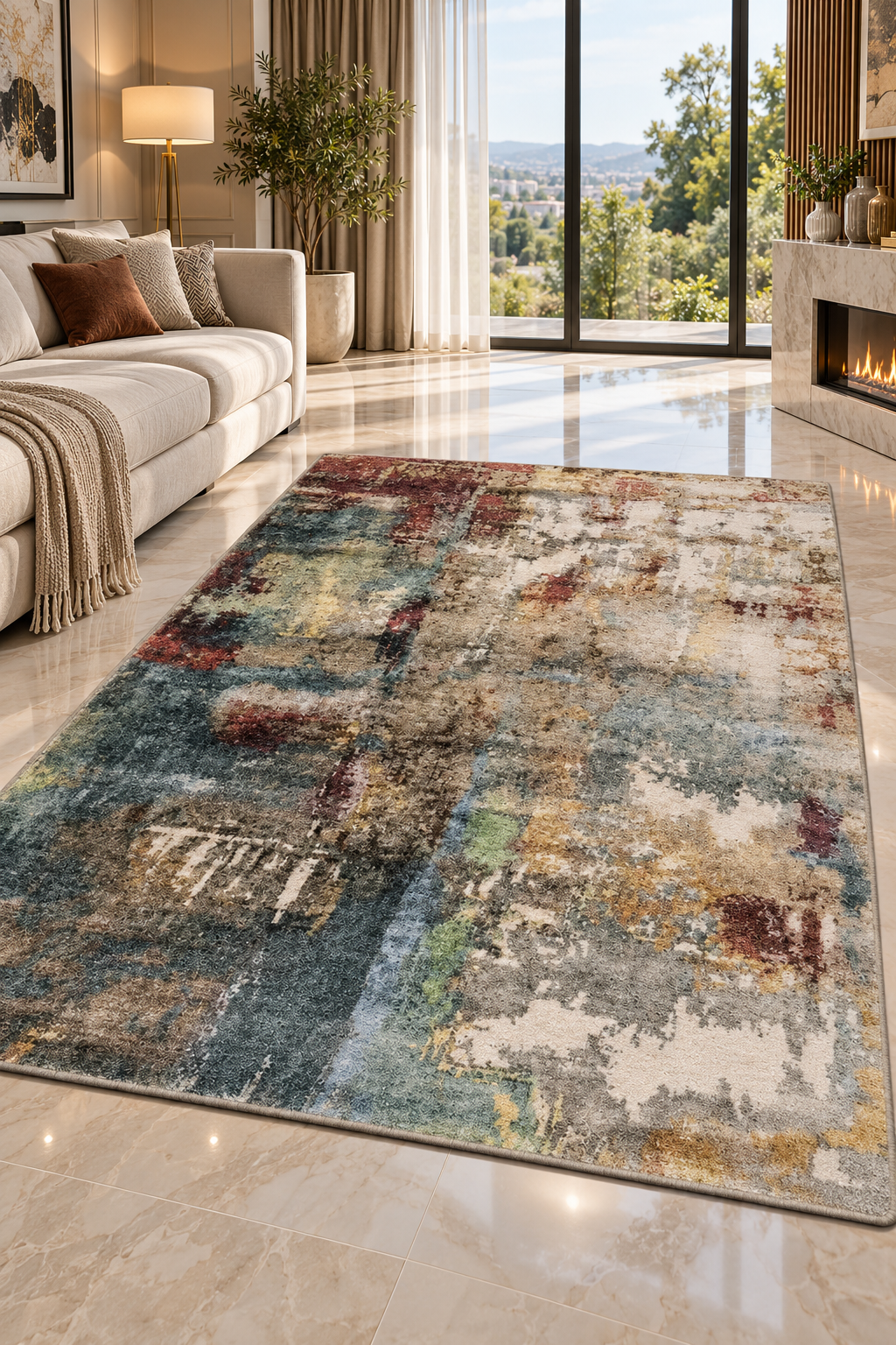 Classic Tufted Flannel Area Rug | Non-Slip Washable Carpet for Living Room, Bedroom & Entryway