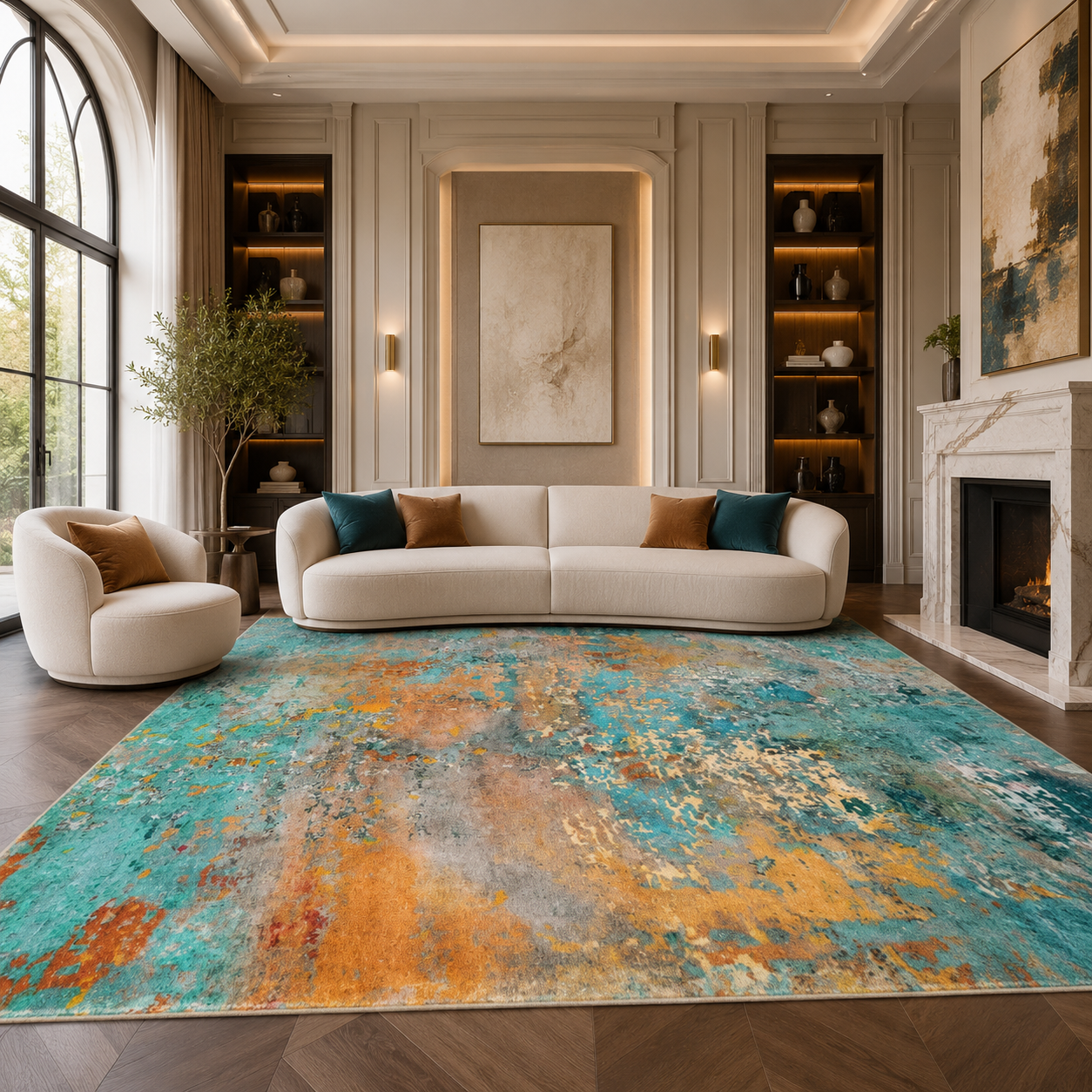 Classic Tufted Flannel Area Rug | Non-Slip Washable Carpet for Living Room, Bedroom & Entryway