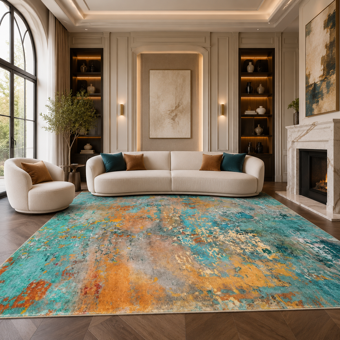 Classic Tufted Flannel Area Rug | Non-Slip Washable Carpet for Living Room, Bedroom & Entryway