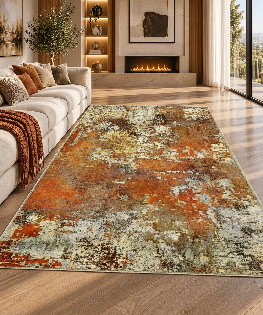 Classic Tufted Flannel Area Rug | Non-Slip Washable Carpet for Living Room, Bedroom & Entryway