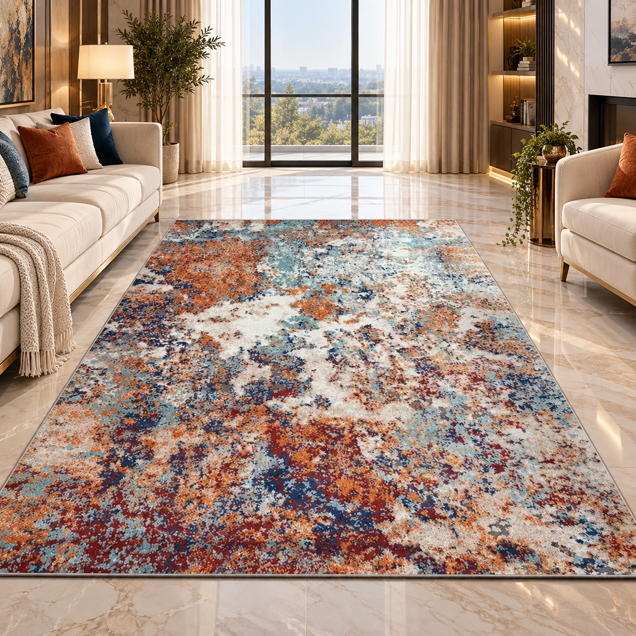 Classic Tufted Flannel Area Rug | Non-Slip Washable Carpet for Living Room, Bedroom & Entryway