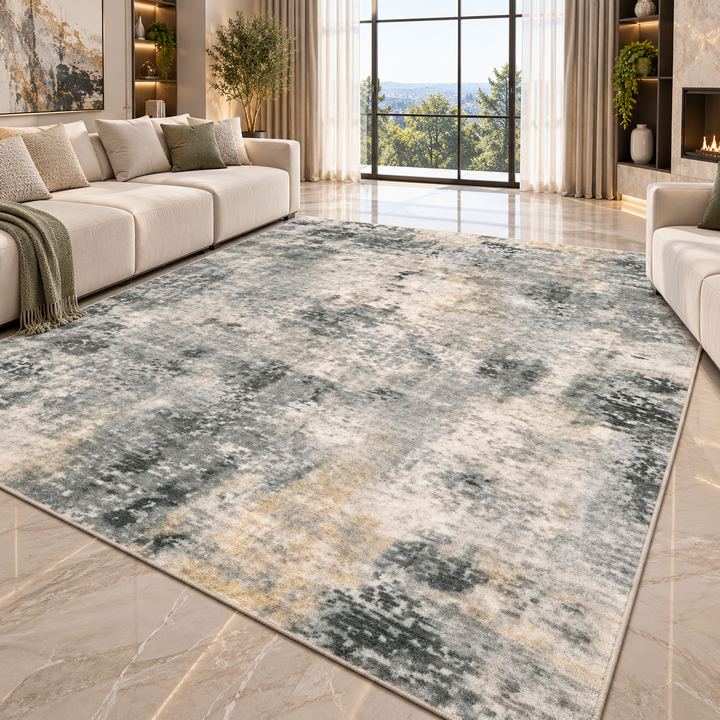 Classic Tufted Flannel Area Rug | Non-Slip Washable Carpet for Living Room, Bedroom & Entryway