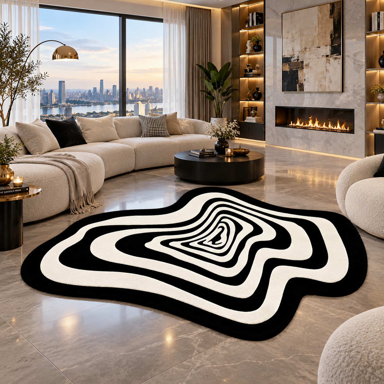 Abstract Striped Area Rug – Anti-Slip & Waterproof