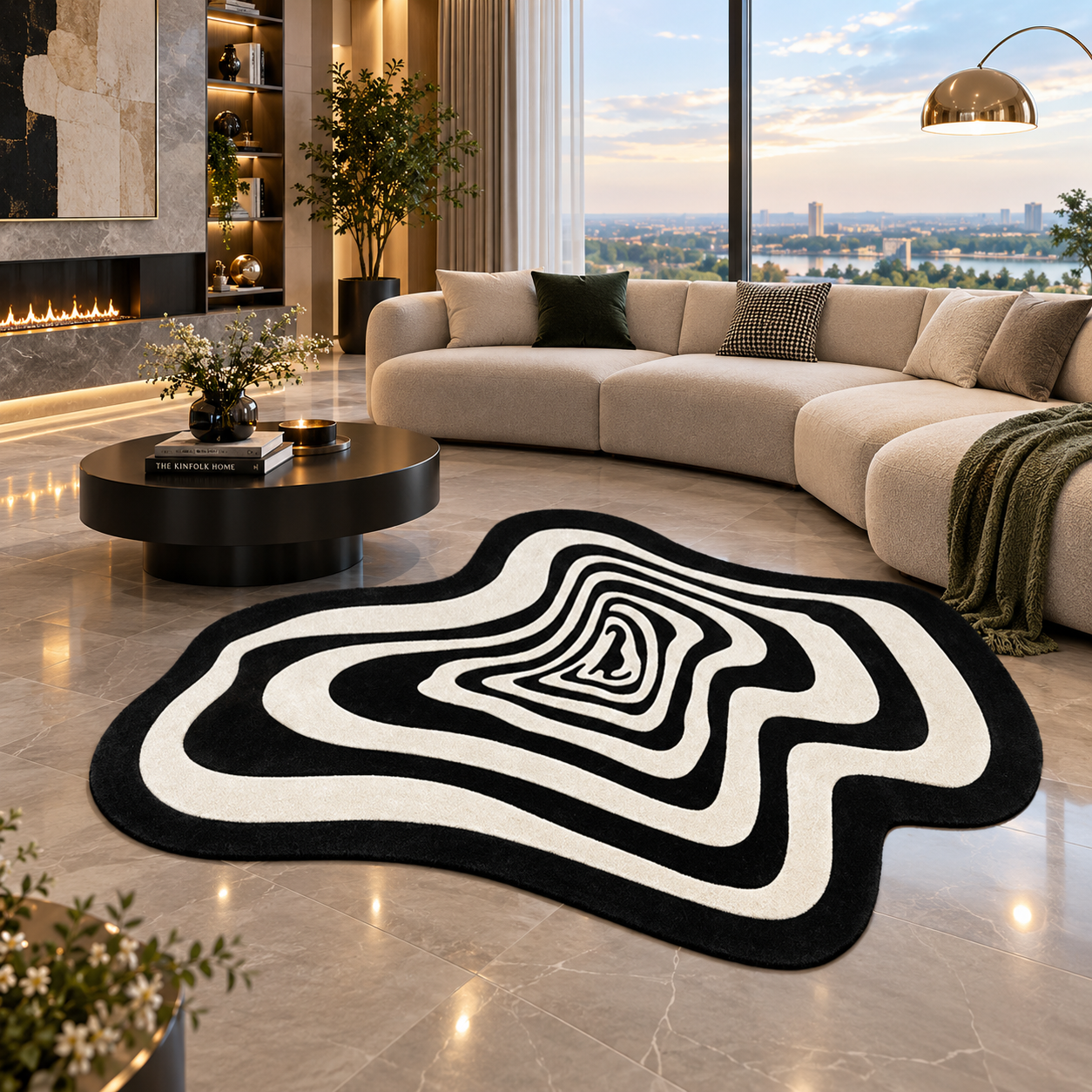 Abstract Striped Area Rug – Anti-Slip & Waterproof