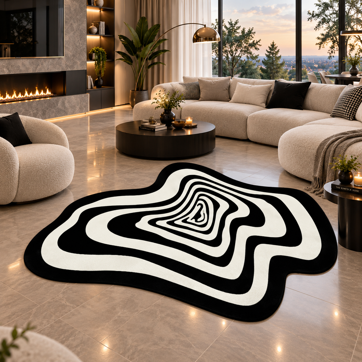 Abstract Striped Area Rug – Anti-Slip & Waterproof