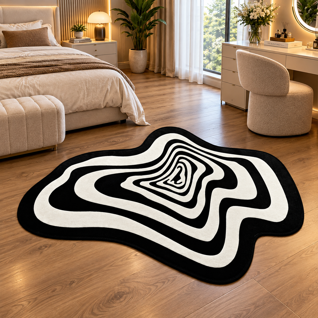 Abstract Striped Area Rug – Anti-Slip & Waterproof