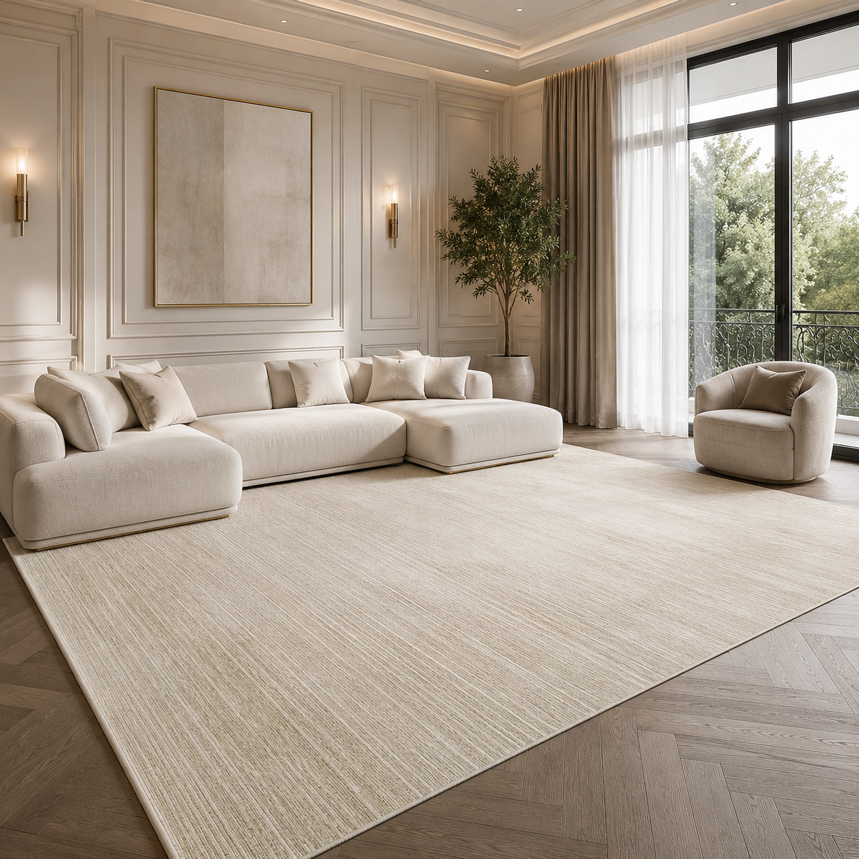 Modern Striped Area Rug | 100% Polyester | Non-Slip PVC Backing | 12 Colors | Custom Sizes