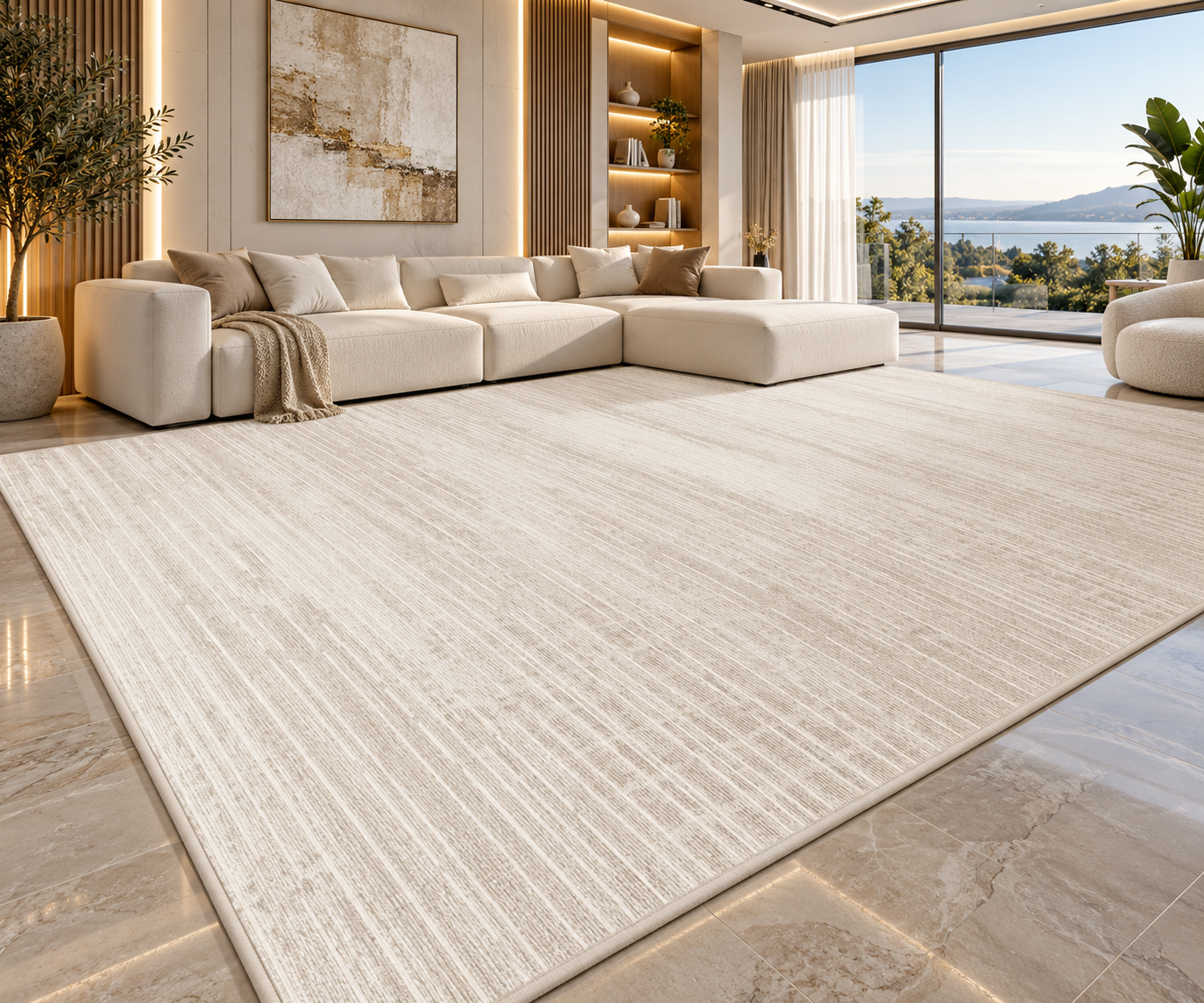 Modern Striped Area Rug | 100% Polyester | Non-Slip PVC Backing | 12 Colors | Custom Sizes