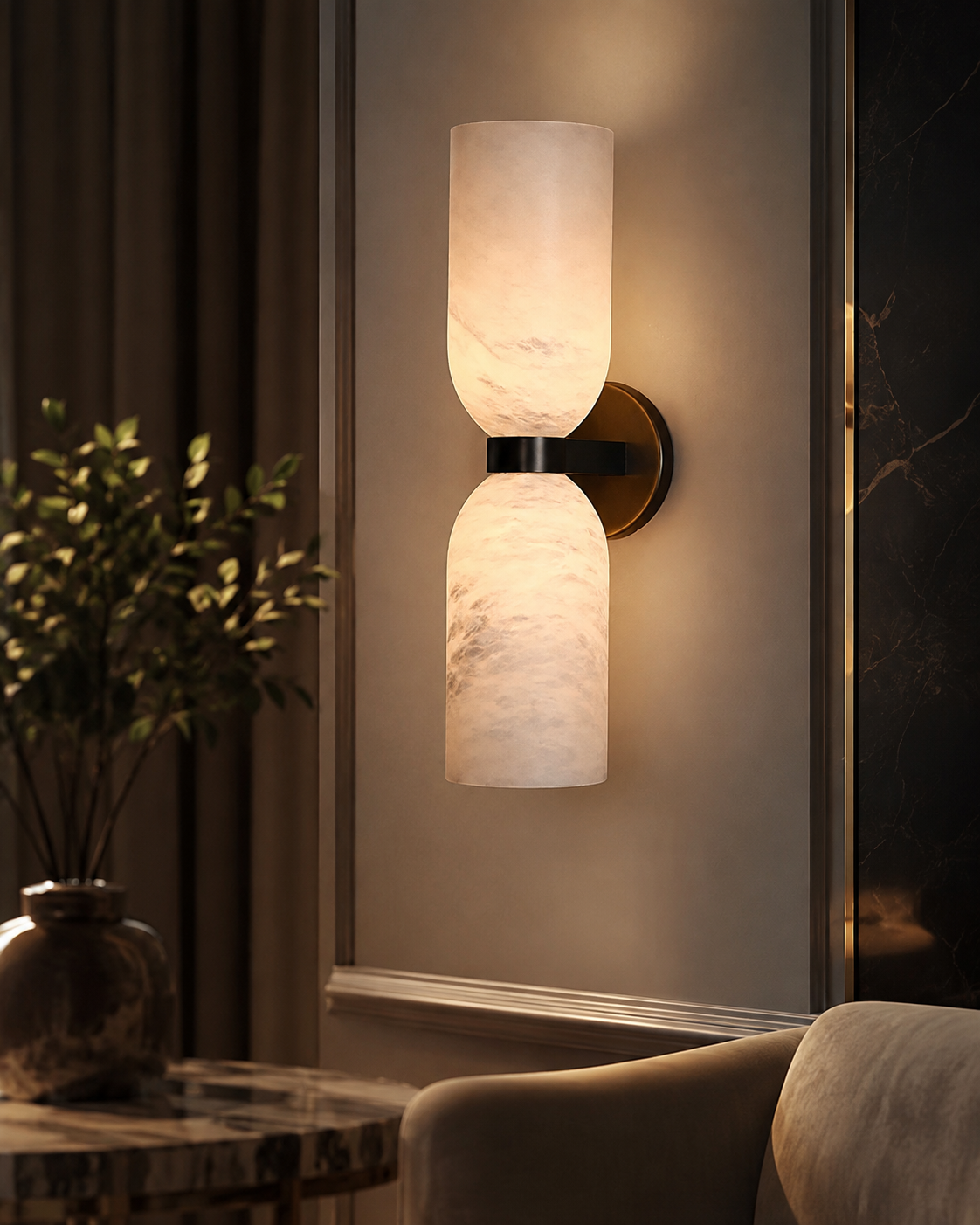 Gold Marble Tube Wall Sconce