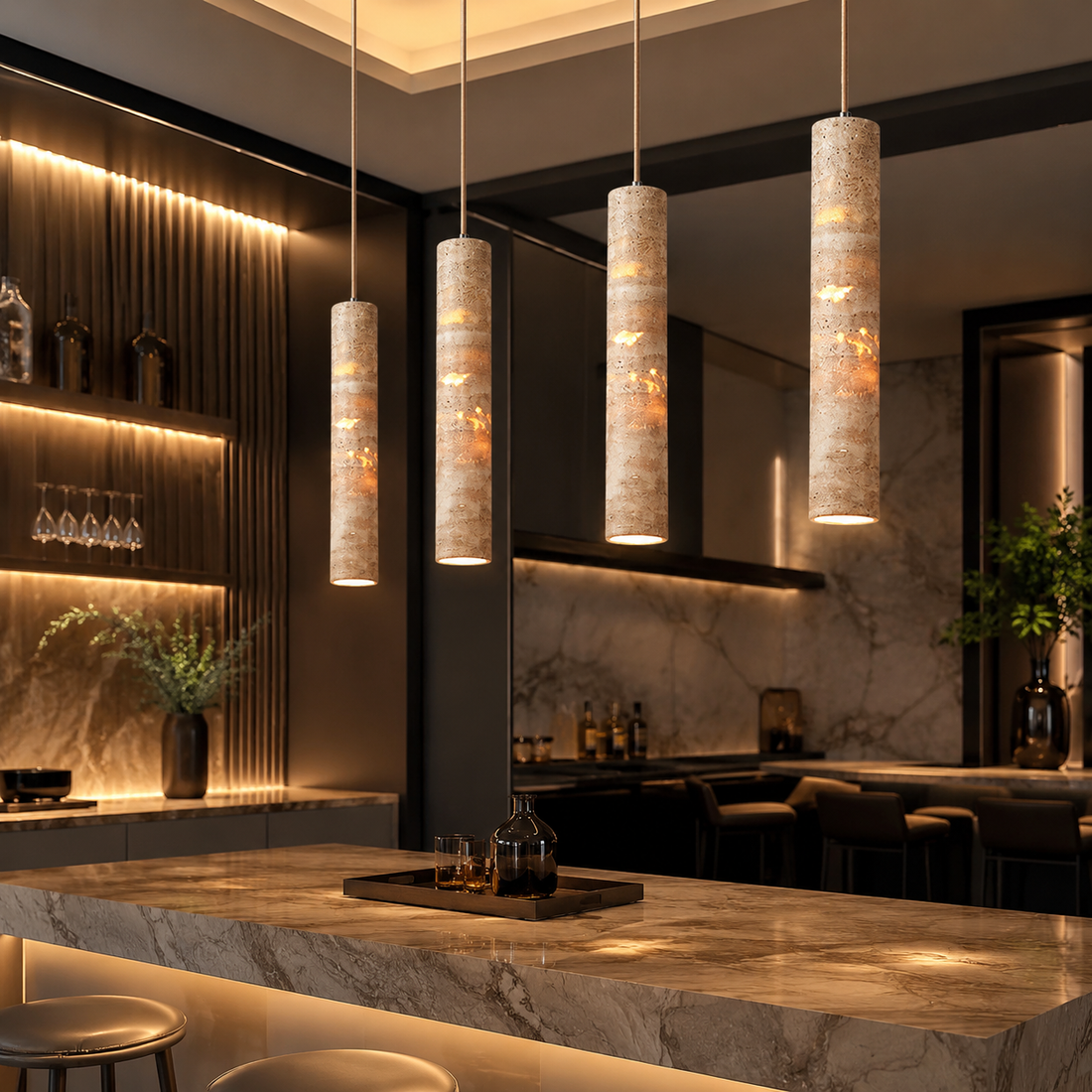 Wabi-Sabi Natural Stone Pendant Light