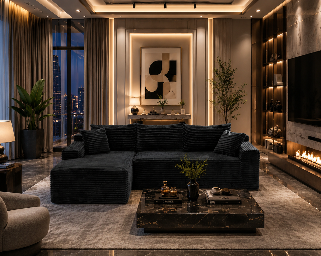 Cloud-Style Corduroy Sectional Sofa