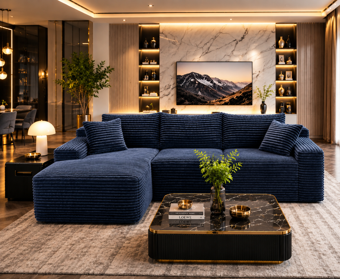 Cloud-Style Corduroy Sectional Sofa