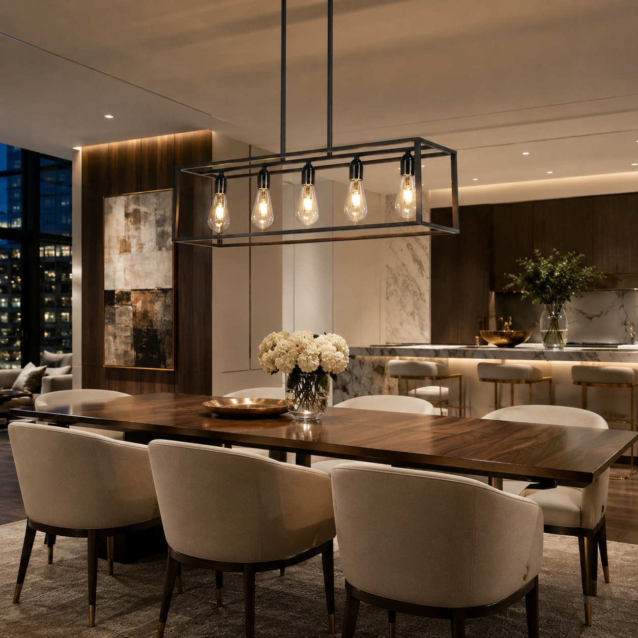 5-Light Farmhouse Industrial Chandelier
