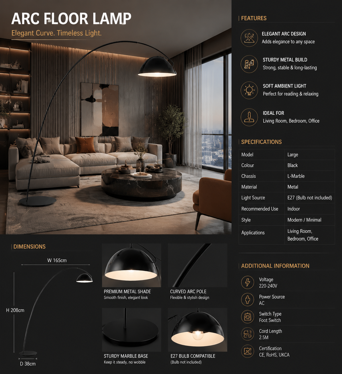 Modern Nordic Arc Floor Lamp