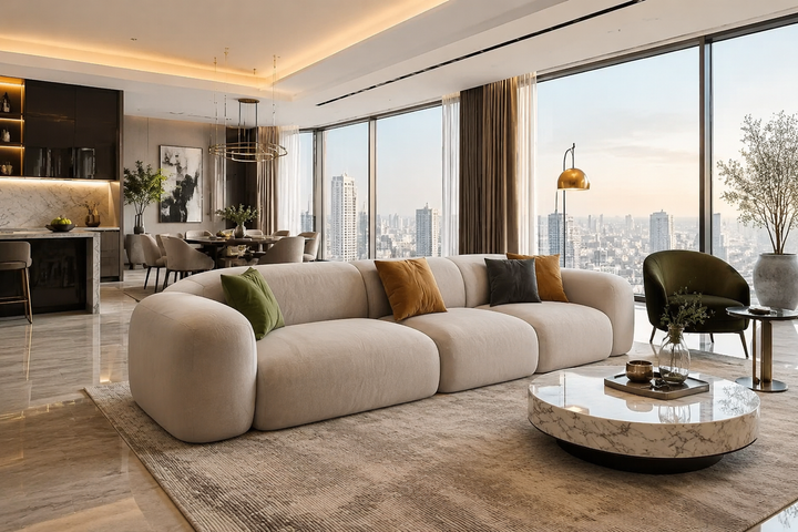 Luxury Velvet L-Shaped Sectional Sofa