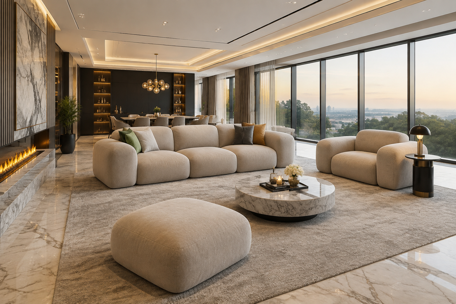 Luxury Velvet L-Shaped Sectional Sofa
