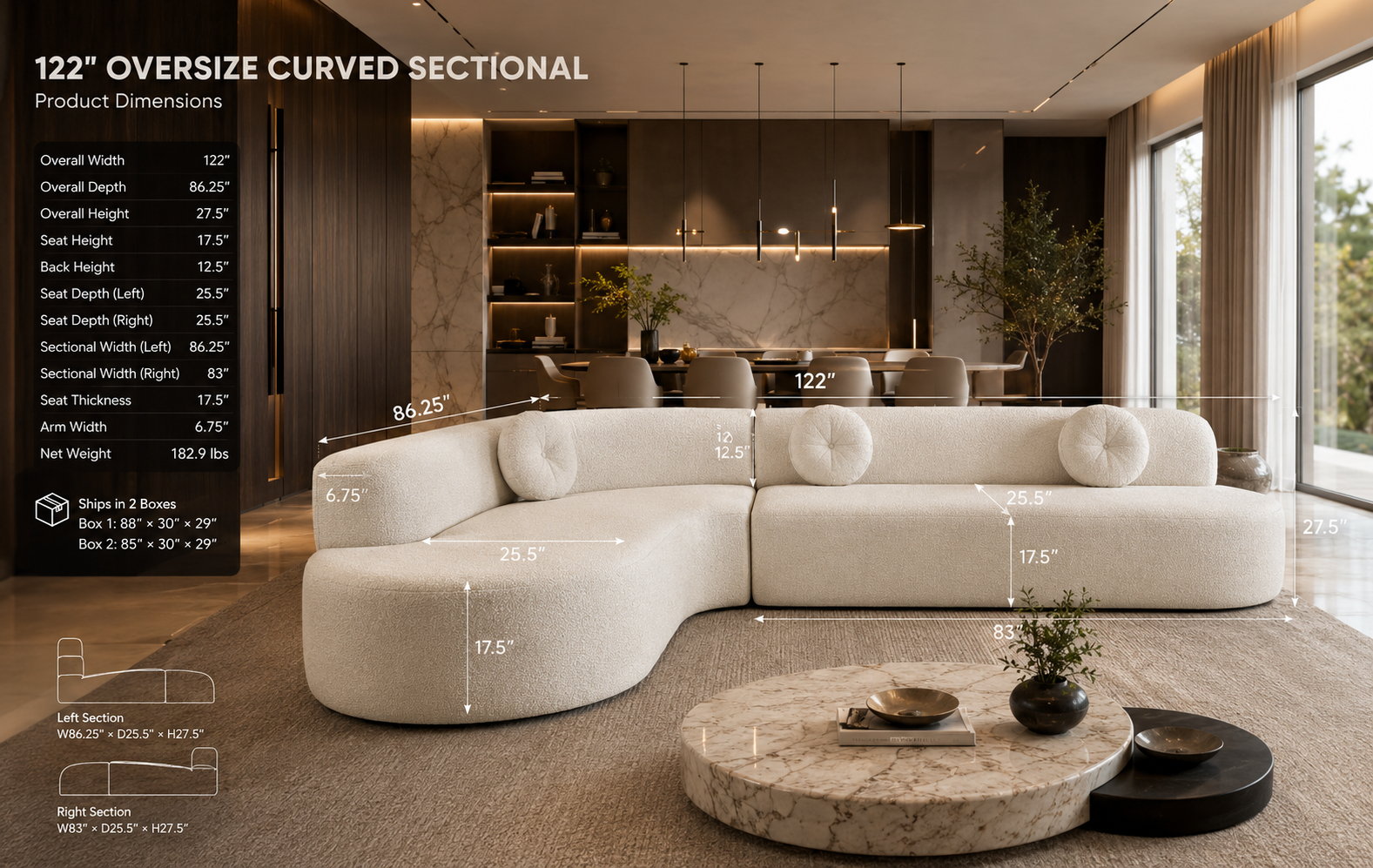 Oversized Curved Modular Sectional Sofa