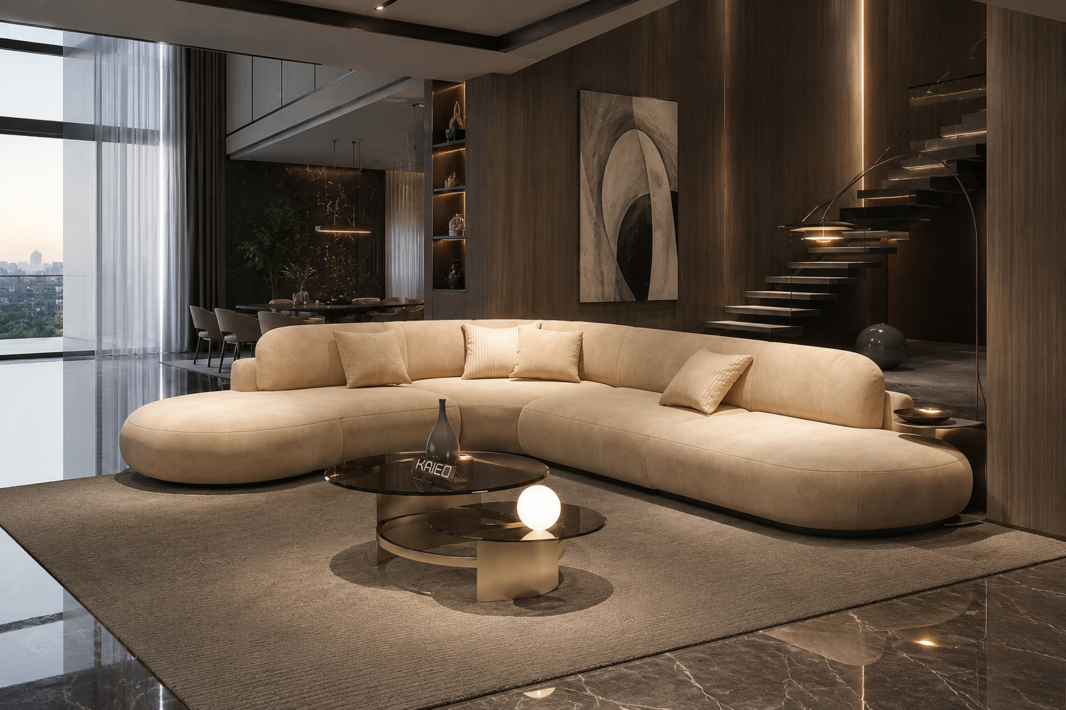 Modern U-Shaped Fabric Sofa